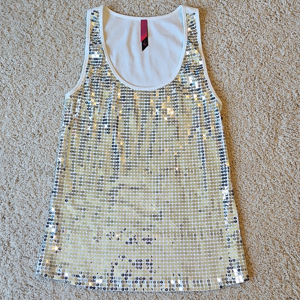 Pure Energy White Ribbed Tank with Pink Tag